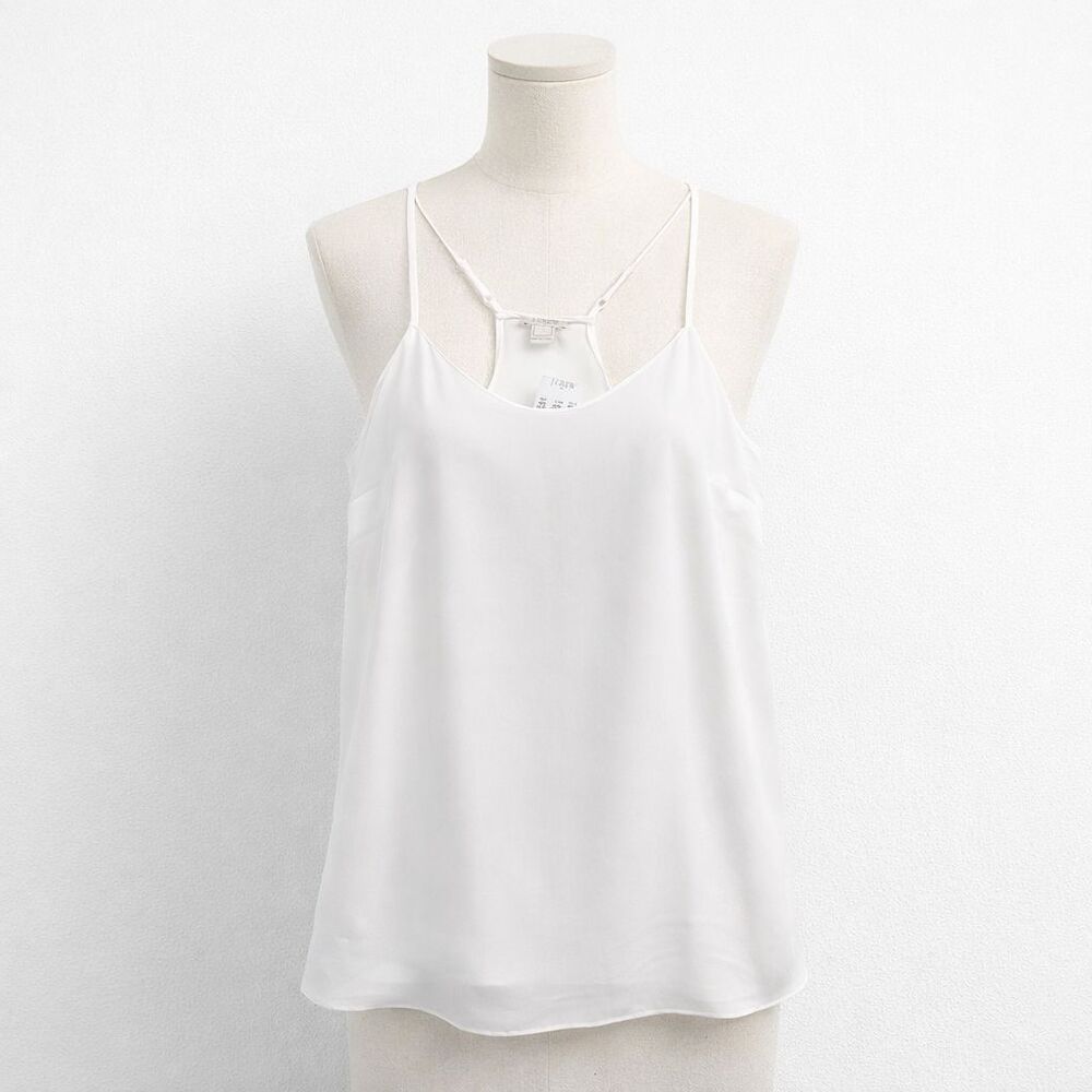 J Crew Camisole Womens 10 White Racerback Spagetti Strap Babydoll Tank Top NEW